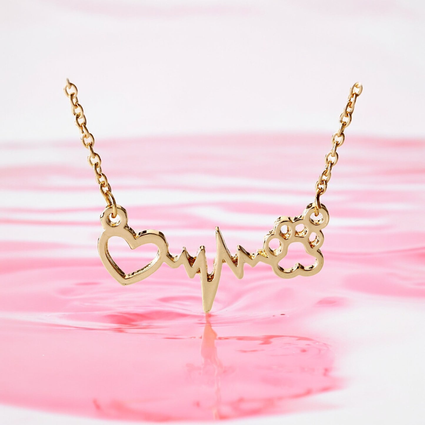 Collar ECG con colgante de huella de perro, corazón