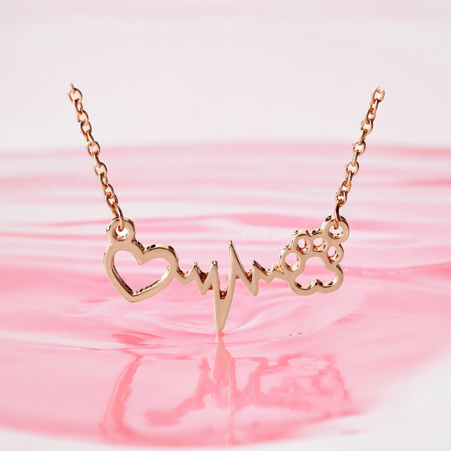 Collar ECG con colgante de huella de perro, corazón