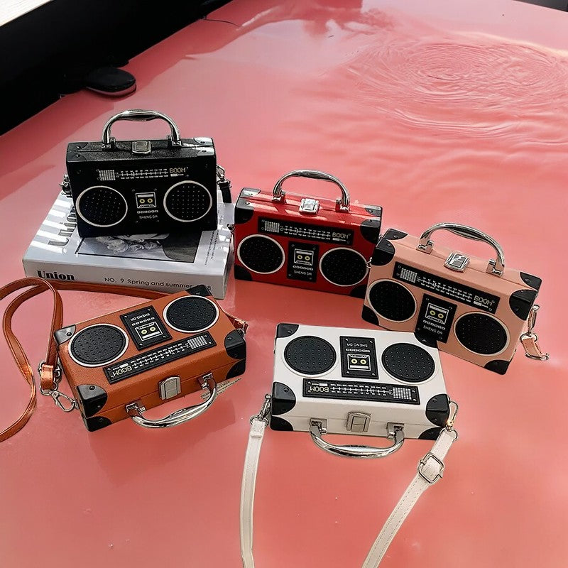 cartera, maletin. tipo radio, moda, colores