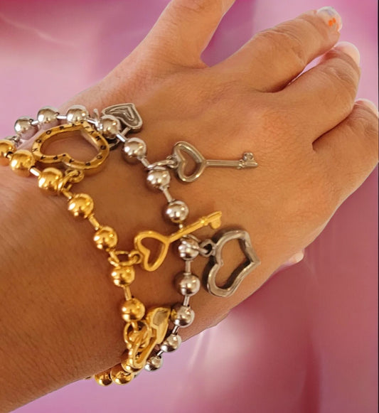 Pulsera, llave y corazon "Pandora"
