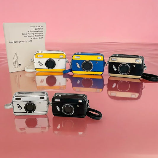 cartera estilo camara, colores, moda, diseños